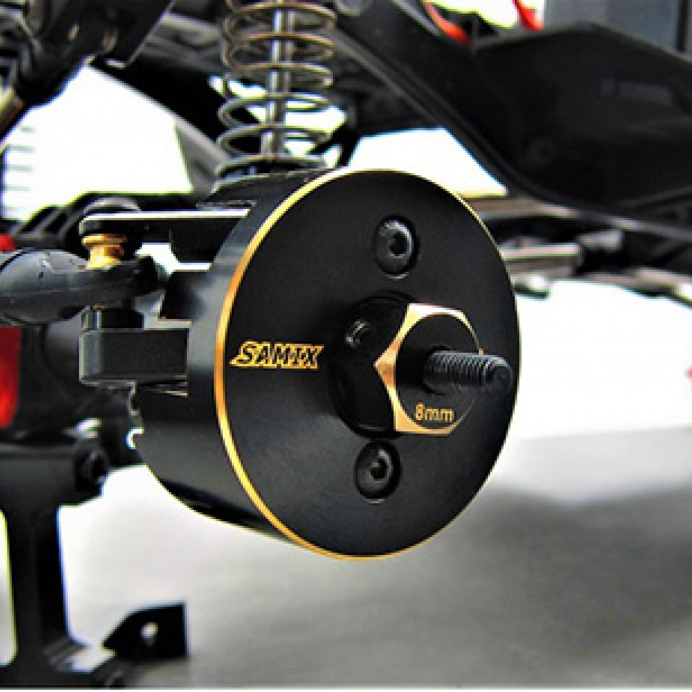 Samix Axial SCX10 II用 真鍮製 8mm 六角アダプター 4個入り ブラック ゴールド SCX2-4063-8