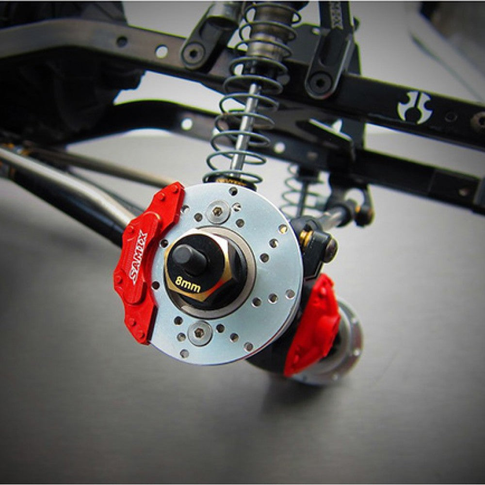 Samix Axial SCX10 II用 真鍮製 8mm 六角アダプター 4個入り ブラック ゴールド SCX2-4063-8