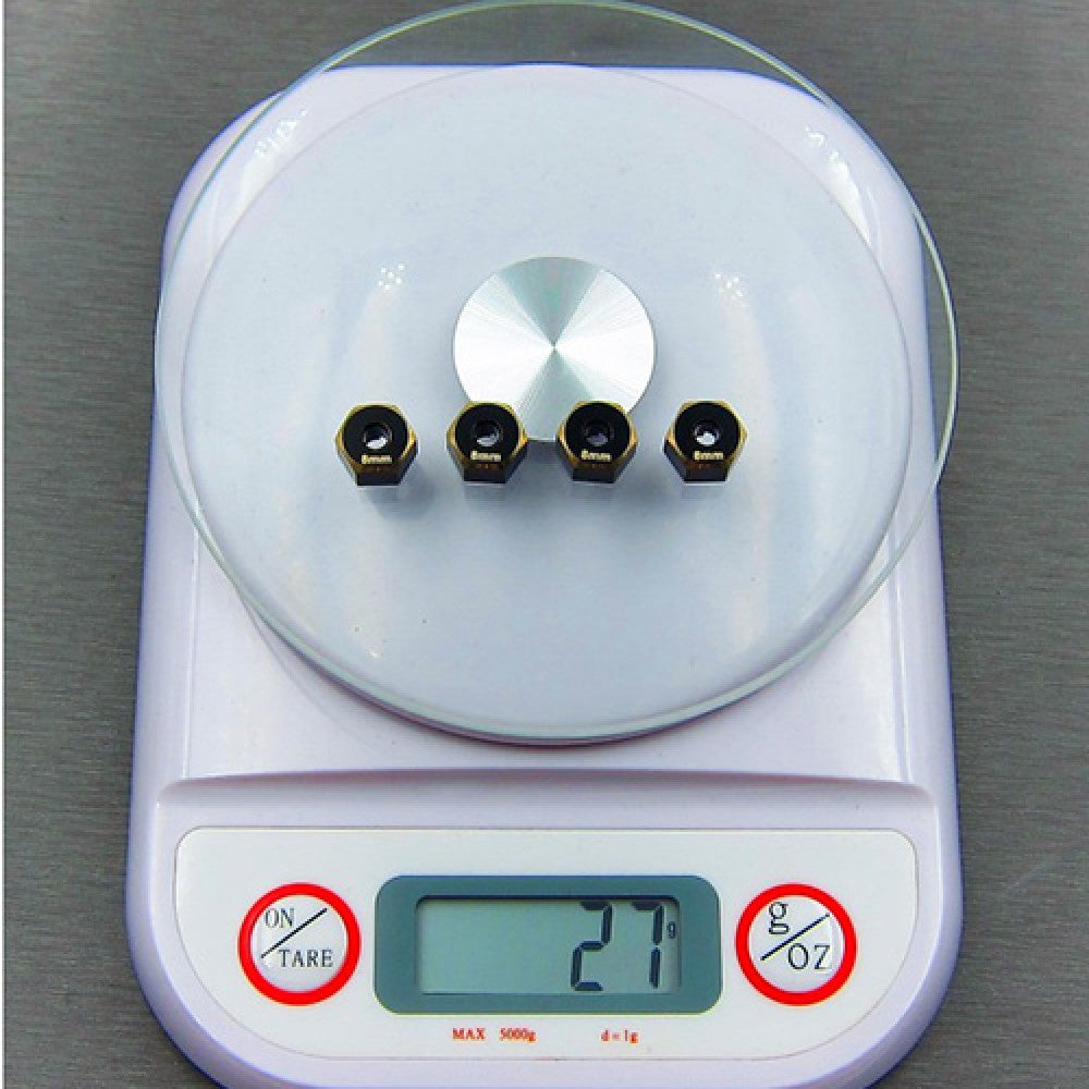 Samix Axial SCX10 II用 真鍮製 8mm 六角アダプター 4個入り ブラック ゴールド SCX2-4063-8