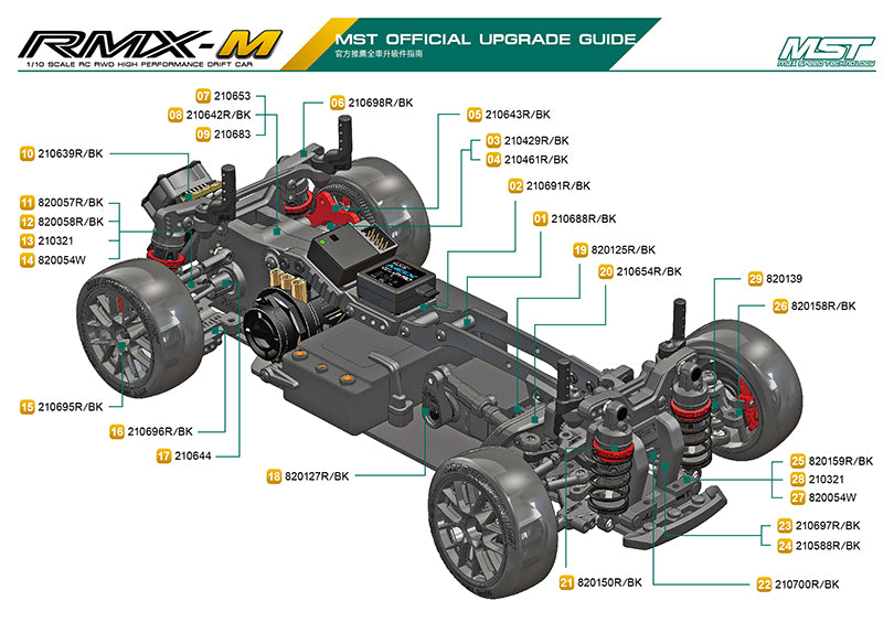 MST RMX-M ATR(ブラシレス) 未塗装完成品 1/10 2ED ドリフトカー ポルシェ 543002C