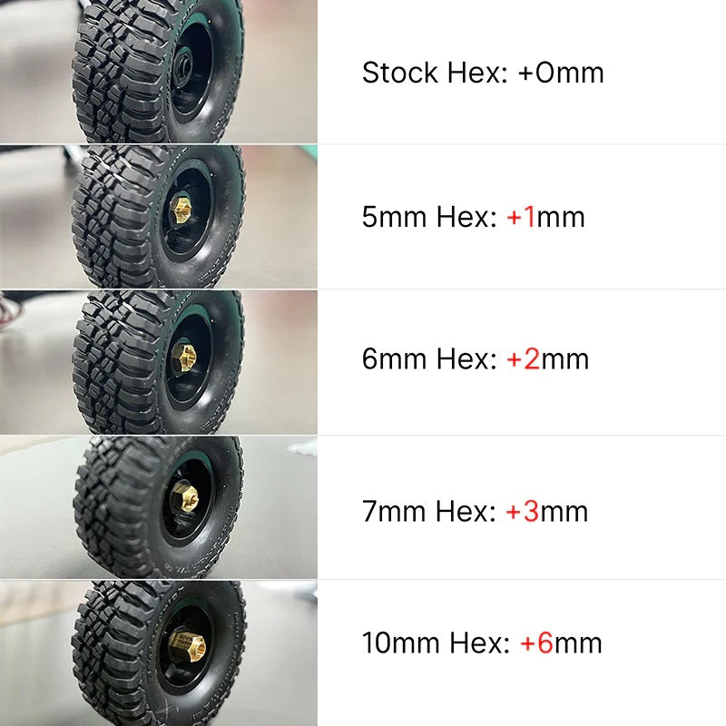 1/18 TRX4M用 真鍮ホイール六角ハブエクステンダー 4 個 5/6/7/10mm