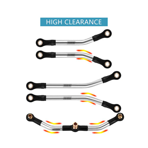 1/18 TRX4M ディフェンダー ブロンコ用 ステンレススチール製ハイクリアランスリンクセット (シャーシリンクとステアリングリンク)