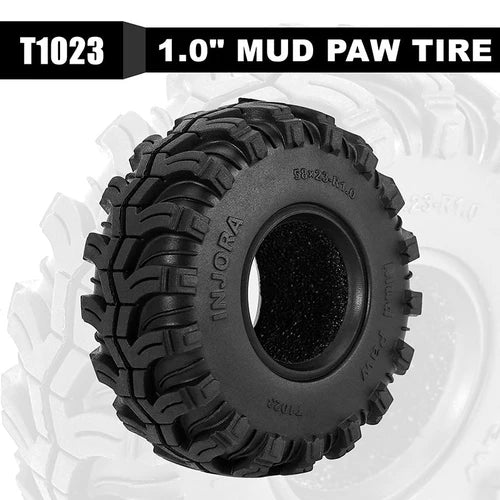 INJORA 1.0インチ 58*23mm マッドパウ M/T タイヤ (T1023)