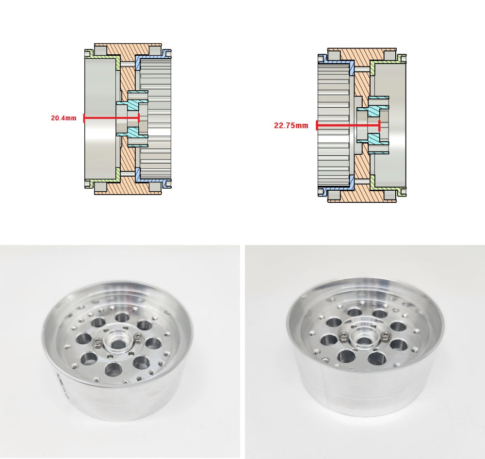 H-TECH RC 1/10 1.9インチ アルミ メタル ビードロック ホイール 4本 (HTW1.9-01)