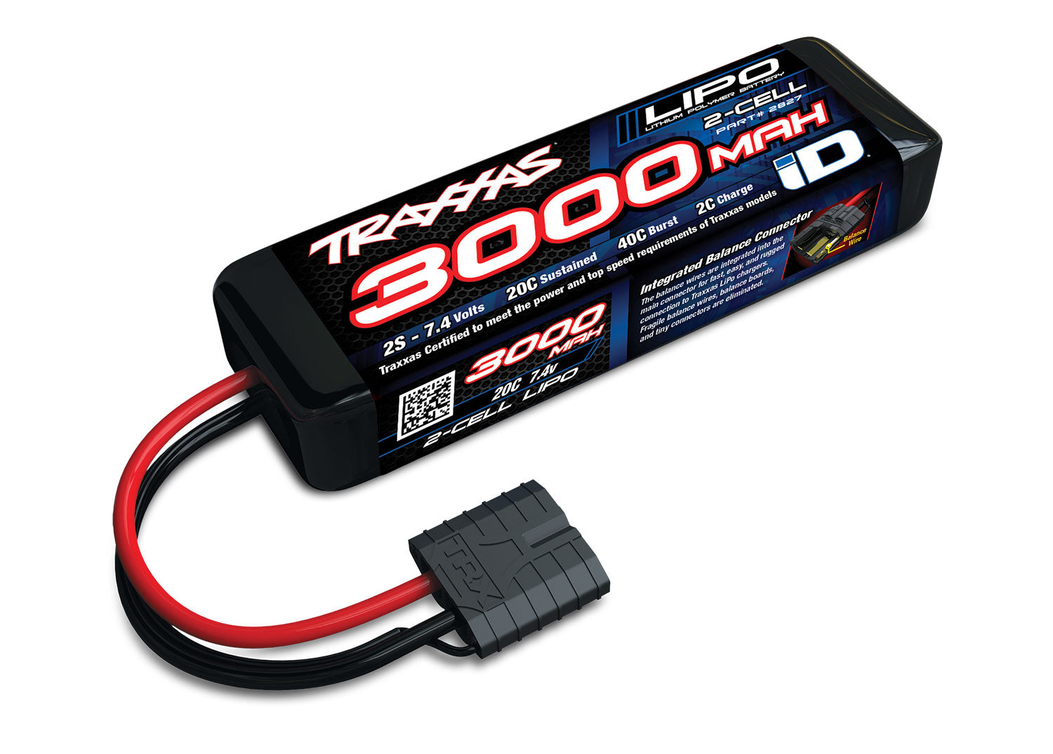 トラクサス 3000 mAh 7.4ボルト 2セル LiPo バッテリー 2827X