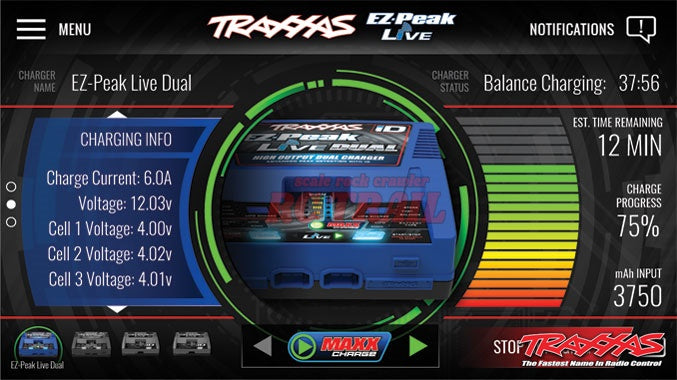 トラクサス EZ-Peak Live Multi-Chemistry バッテリー充電器 2本同時充電 / Auto iD(2S~4S / 26A / 200W)LIPO/NiMHバッテリー対応 #2973 - RCTRAIL