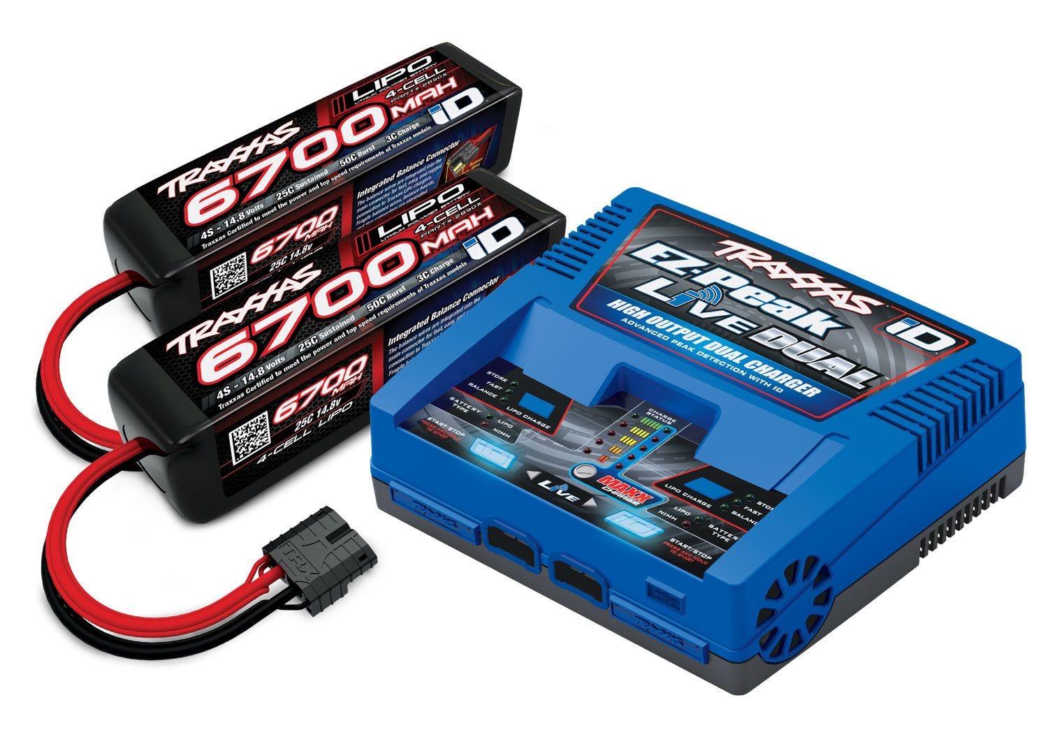 トラクサス バッテリー2本&充電器セット 4S~8Sモンスタートラック用 XMAXX、XRT、MAXX等 #2973+2890(2本)