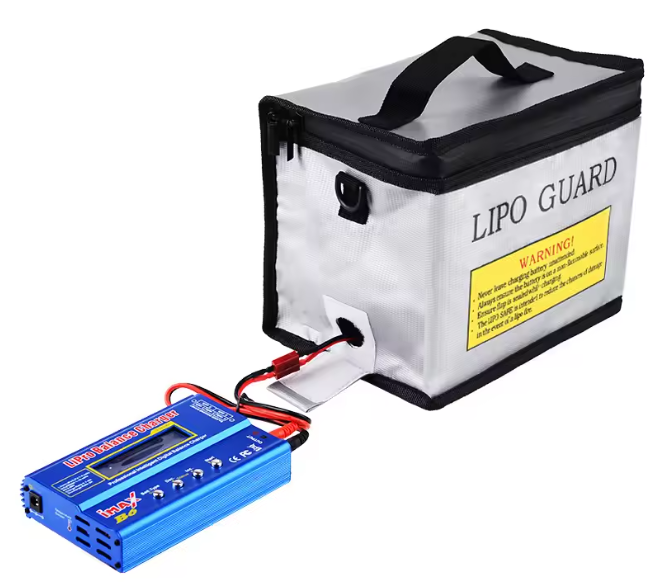 セーフティーリポバック バッテリー充電用穴付き 不燃性バッグ,リチウム電池,防火,高温耐性,215x145x165mm