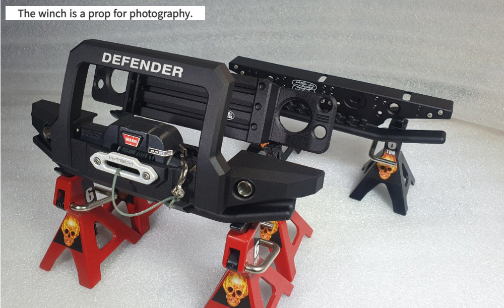 H-TECH 1/10 トラクサス TRX4適合 ランドローバー ディフェンダー アルミニウム メタル フロント バンパー(LED付き)