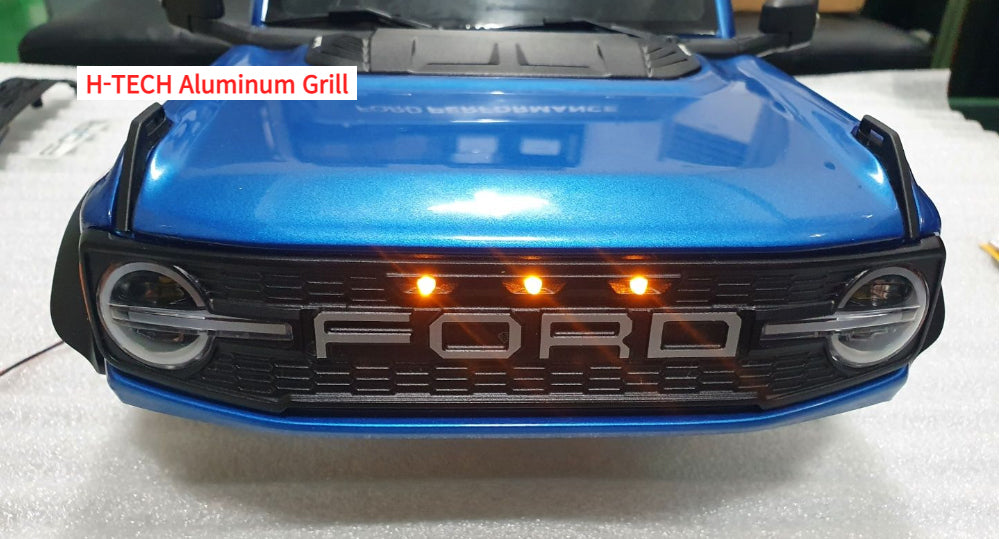 H-TECH 1/10 トラクサス TRX4適合 ブロンコ アルミメタルグリル「LED付」(ラプタータイプ)