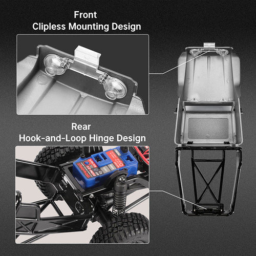 1/18 TRX4M ディフェンダー ブロンコ用 IR40 ハーフトラック ハードプラスチックボディ ケージ付き IR40(各色)