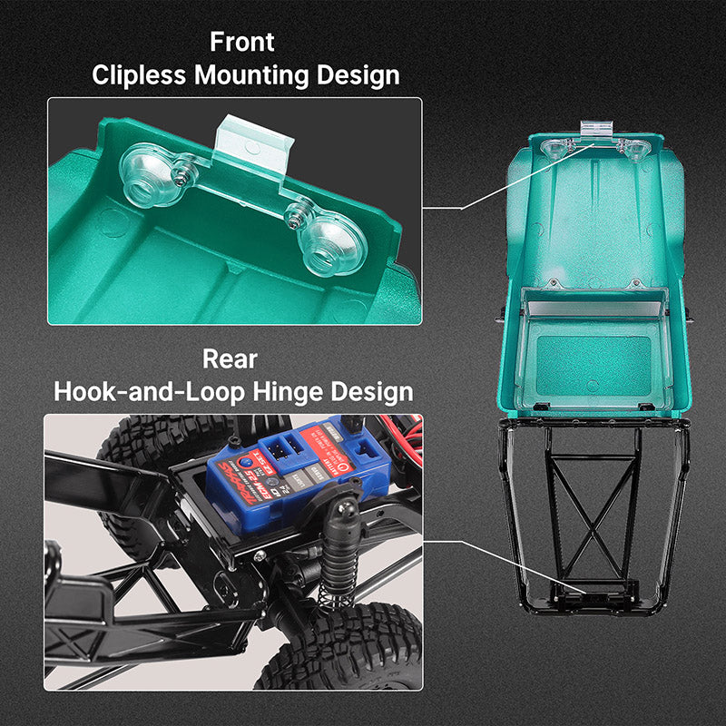 1/18 TRX4M ディフェンダー ブロンコ用 IR40 ハーフトラック ハードプラスチックボディ ケージ付き IR40(各色)