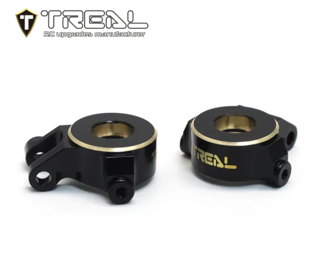 TREAL HOBBY Traxxas TRX-4M用 真鍮製フロントステアリングナックル (ブラック) (2個) (9.7g)