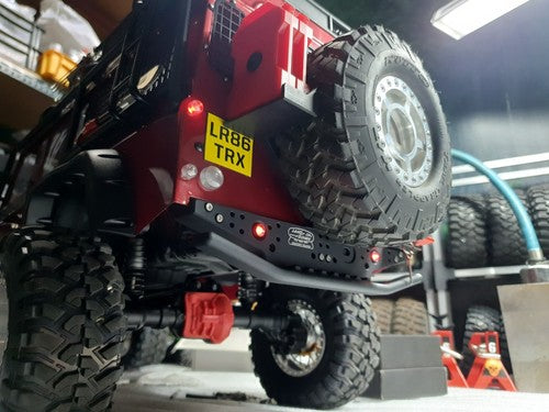 H-TECH 1/10 トラクサス TRX4適合 ランドローバー ディフェンダー アルミニウム メタル リアバンパー(LED付き)