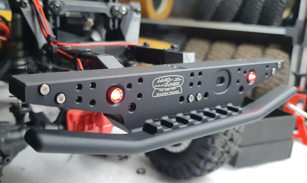 H-TECH 1/10 トラクサス TRX4適合 ランドローバー ディフェンダー アルミニウム メタル リアバンパー(LED付き)