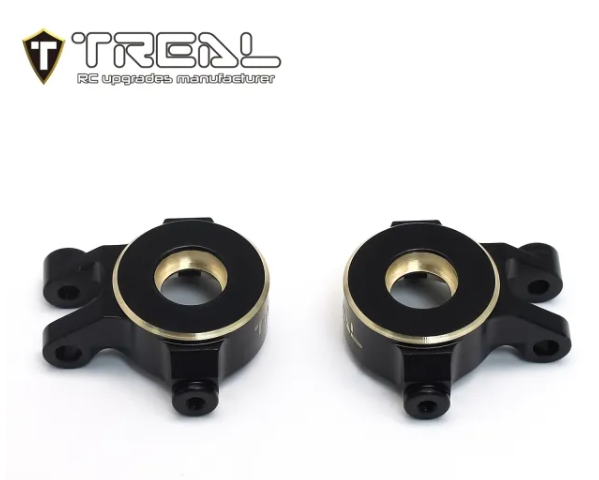 TREAL HOBBY  Traxxas TRX-4M用 真鍮製フロントステアリングナックル (ブラック) (2個) (9.7g)