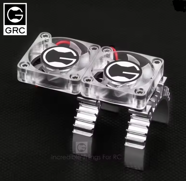 GRC サーマルスイッチ付きモーターヒートシンク,2つの冷却ファン付き 540 550 trx4,trx6,scx10 d110 GAX0059