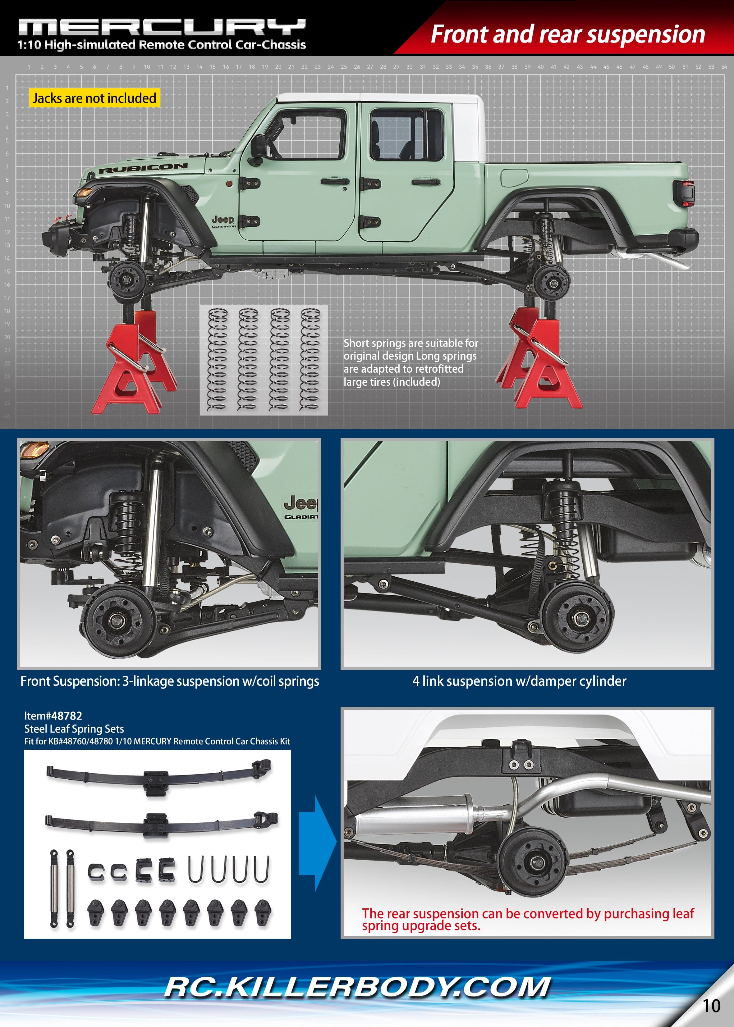 Killerbody Mercury シャーシキット(組み立て済み F/R アクスルとギアボックス)KB#48765 1/10 Jeep Gladiator Rubicon ハードボディに適合 48760
