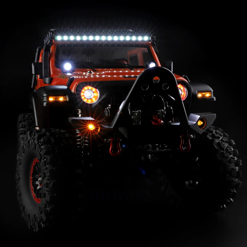 WLtoys 1:10 RCカー STRENGTH RTR 1/10 2.4G 4WD RCカー ロッククローラー オフロード クライミングトラック フルプロポーショナルLEDライト車両モデル ジープ Jeep オレンジ 104010