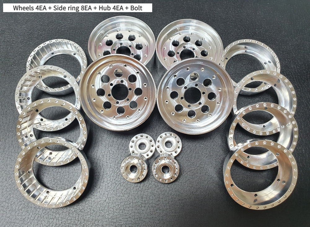 H-TECH RC 1/10 1.9インチ アルミ メタル ビードロック ホイール 4本 (HTW1.9-01)