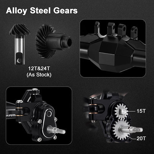 1/18 TRX4M用 +5mm ダイヤモンドポータルアクスル、レイダウンサーボマウント&リンク付き 4M-104(各色)