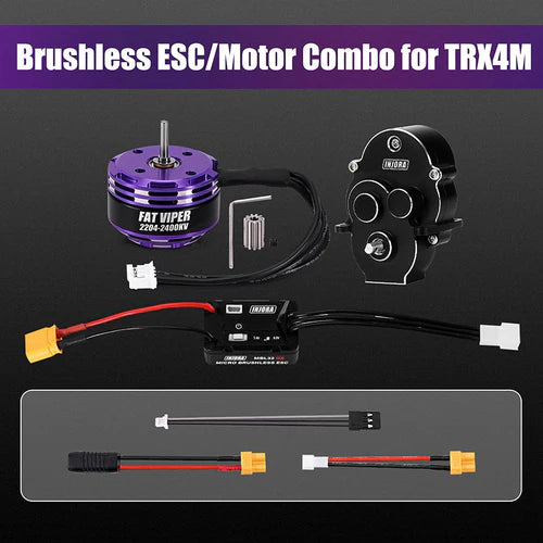 1/18 TRX4M 用 MBL32 G2 防水ブラシレス ESC & 2204 ファットバイパーモーター