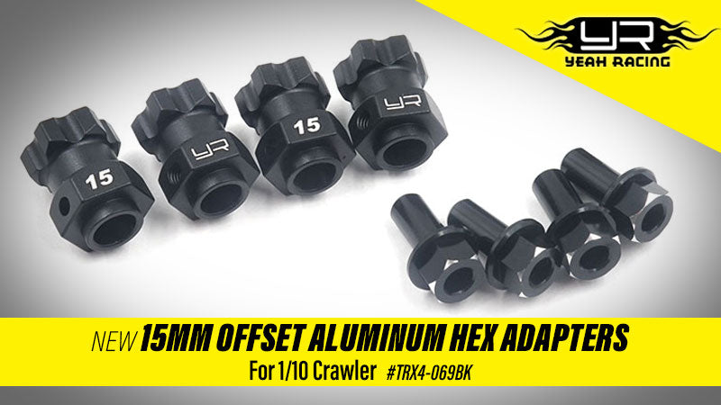 Yeah Racing TRX4 12mm六角ホイール用 アルミ六角アダプター 15mmオフセット ブラック TRX4-069BK