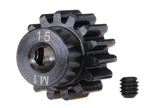 トラクサス SLEDGE 高強度ピニオンギア、15-T ピニオン (機械加工) (1.0 メートルピッチ) (5mm シャフトに適合)/ セット スクリュー (スチール スパー ギアのみに使用) 6487R