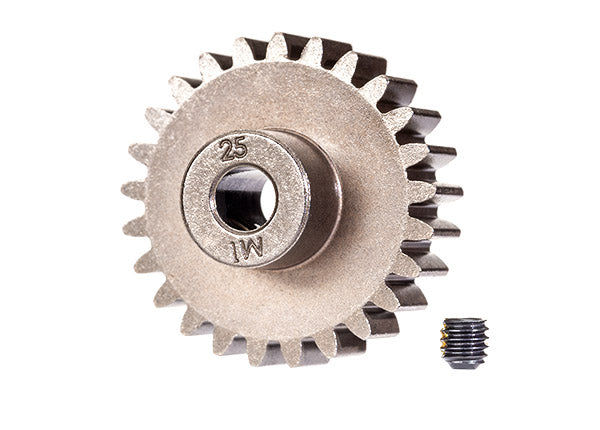 トラクサス ピニオンギア XRT、Maxx用 ギア、25-T ピニオン (1.0 メートルピッチ) (5mm シャフトに適合)/ セット スクリュー (スチール スパー ギアのみに使用) 6492X