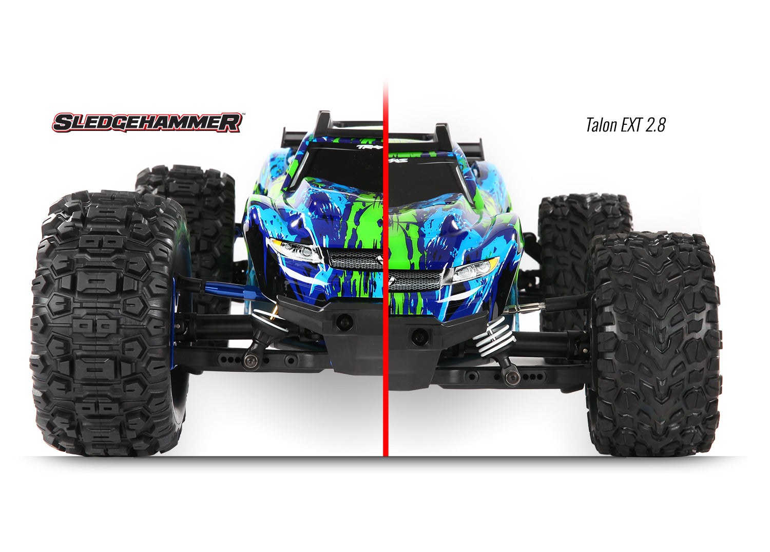トラクサス 1/10 スレッジハンマータイヤ&5スポーク2.8インチ ブラックホイール 12mm六角ハブ (2本)6792