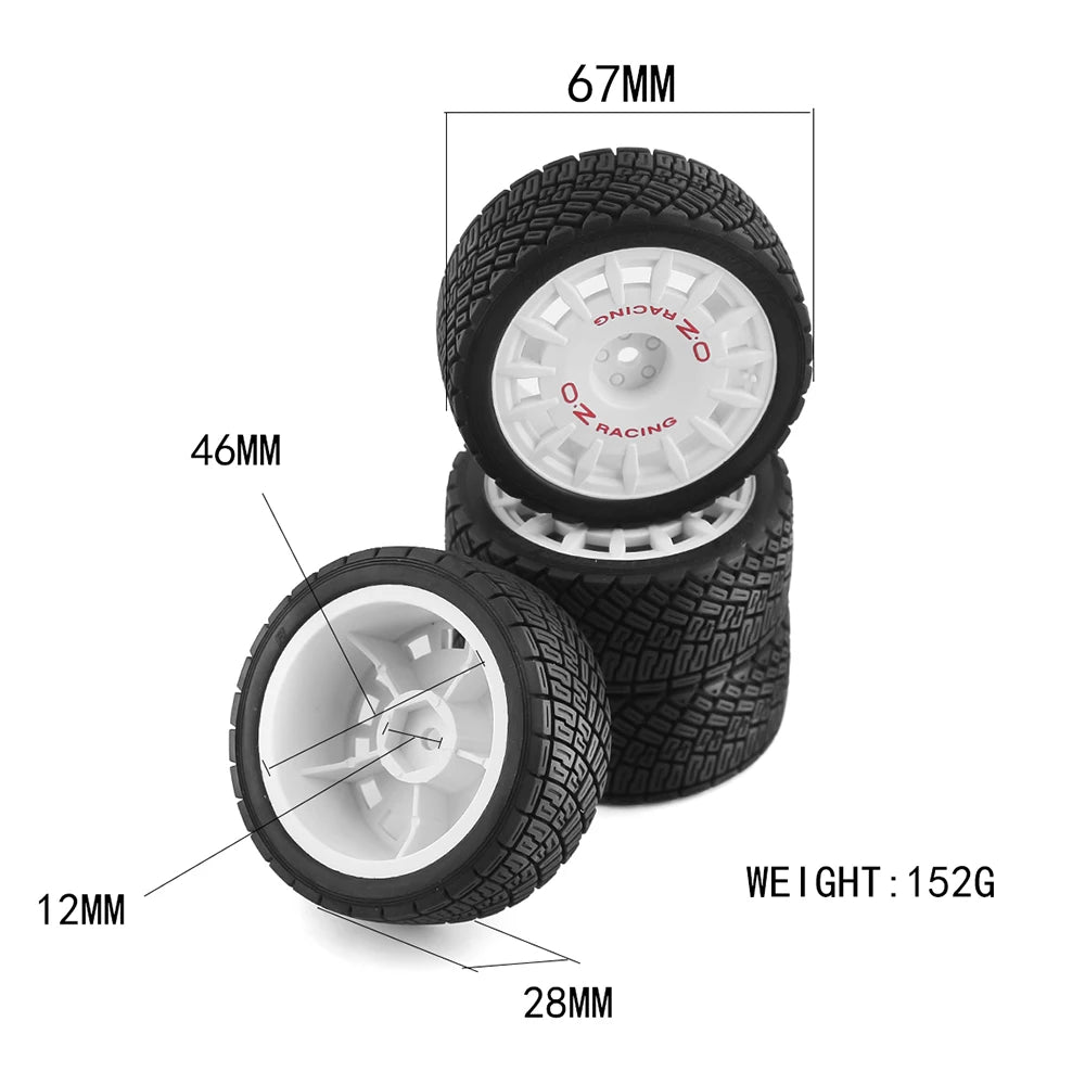 1/10 ラリーカータイヤ TAMIYA TT02 XV01 HSP 94123 HPI KYOSHO WLtoys 用 67mm プラスチックホイール ゴムタイヤ RC ラリー レーシング 4 個