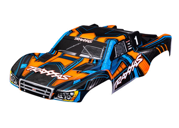 トラクサス 1/10 スラッシュ 4X4ボディ (スラッシュ VXL および スラッシュ 2WD にも適合)オレンジブルー (塗装、デカール) (クリップレス取り付け用のフロントとリアのラッチで組み立て済み) 6844 各カラー