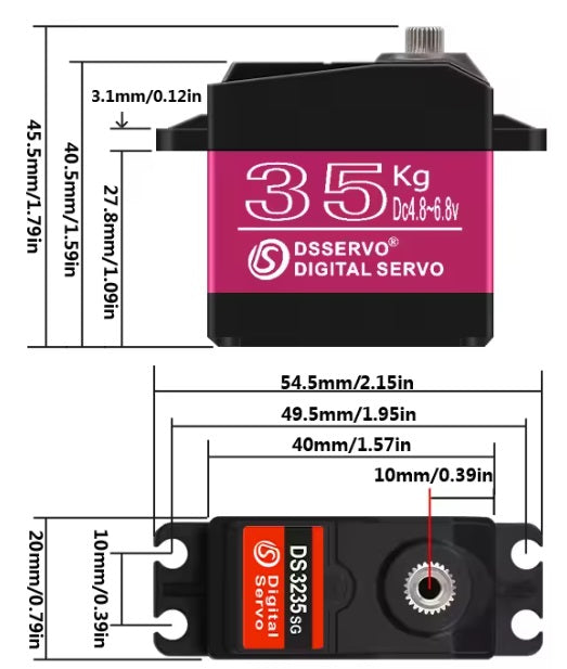 メタルギアデジタルサーボ 20~40KG メタルサーボホーン(25T)付き 防水 180度 1/10 クローラー ツーリングカー ドリフト ロボット等