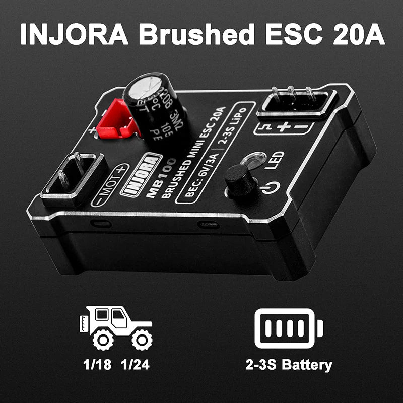 1/24 1/18 RC クローラー用 MB100-R80 ブラシ付きミニ ESC 20A