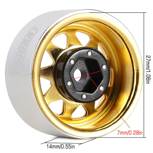 1/18~1/24 TRX4M SCX24 FCX24 ミニクローラー用 1.0 インチ スタンプ ディープディッシュスチール ホイール リム (4本) マイナスオフセット 3.78mm (W1004)