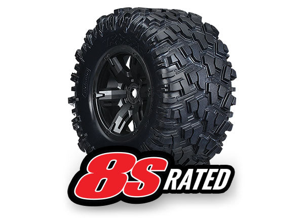 トラクサス X-Maxx ATタイヤホイール、組み立て済み、接着済み(X-Maxx®ブラックホイール)2本 7772X