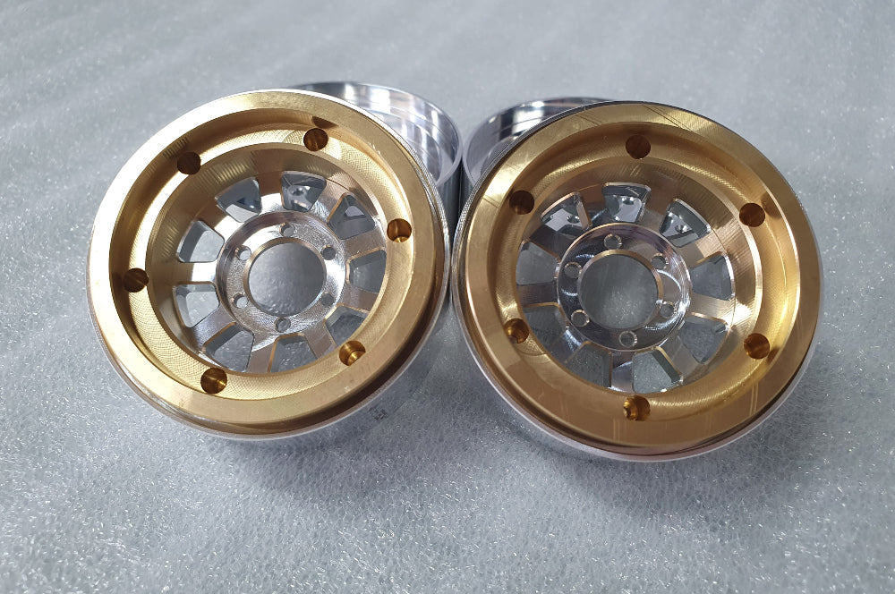 H-TECH RC 1/10 1.9インチ アルミ メタル ビードロック ホイール 4本 (HTW1.9-01)