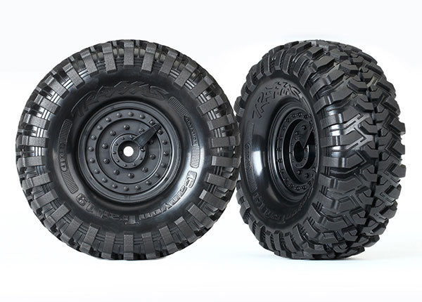 トラクサス TRX4 TRX6 タイヤとホイール、組み立て済み、接着済み(タクティカル 1.9 インチ ホイール、キャニオン トレイル 4.6x1.9 インチ タイヤ)(2本) 8273