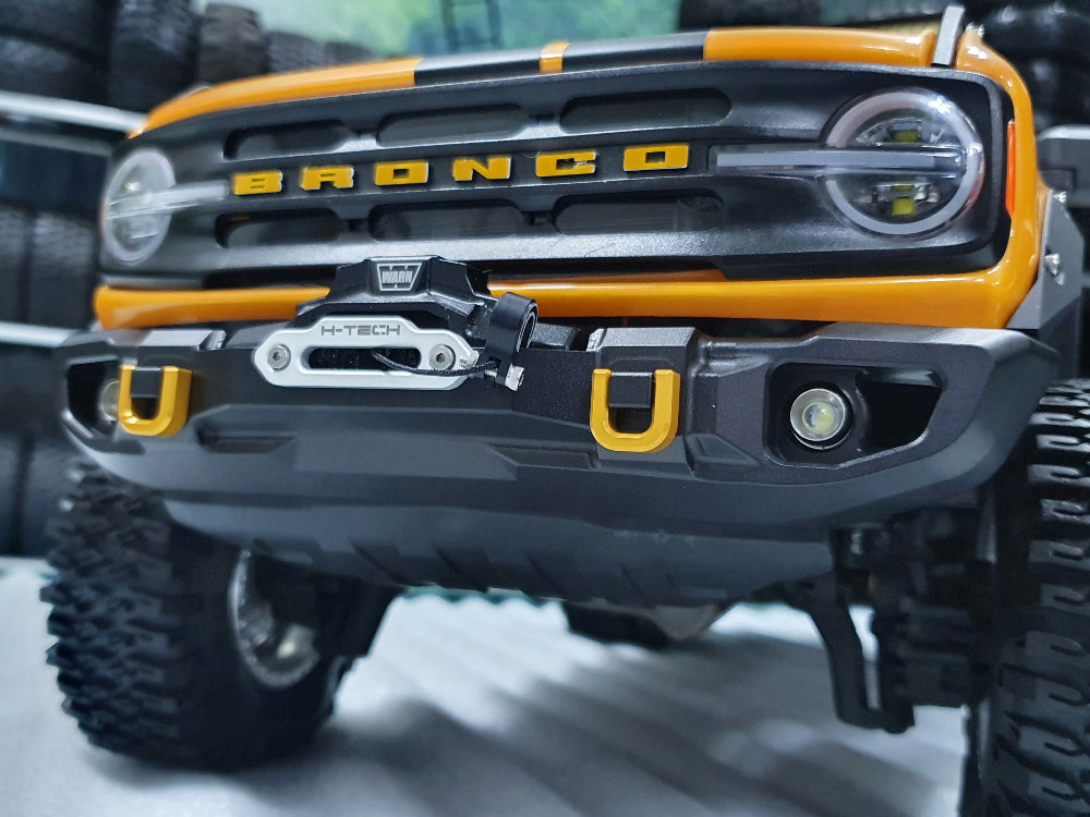 H-TECH Traxxas TRX4 2021 Bronco用 CNCアルミフロントバンパー「LED付きウインチ」