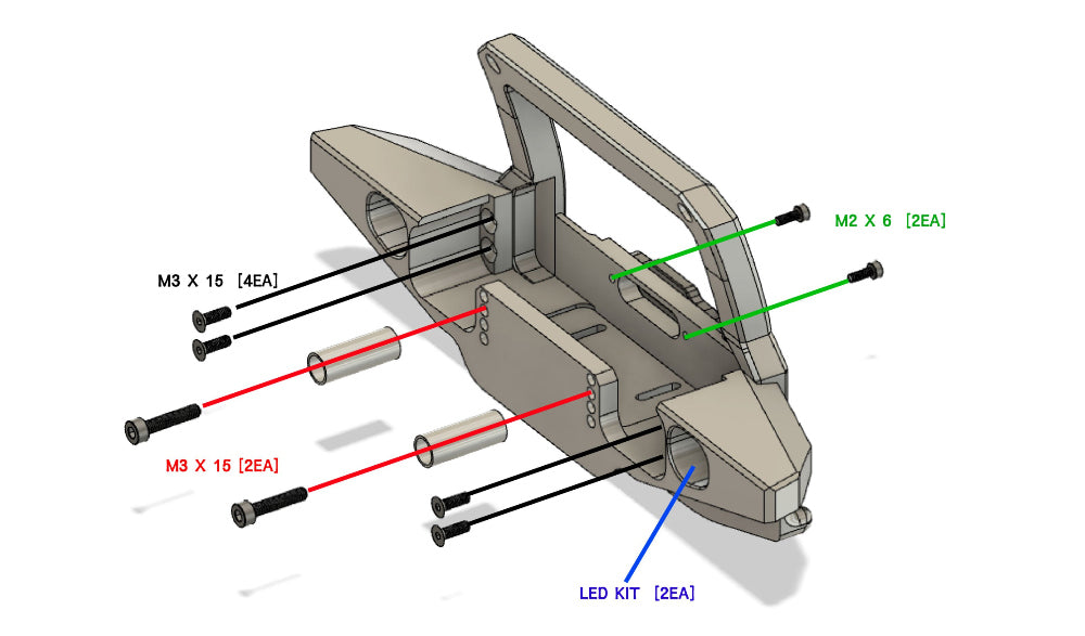 H-TECH 1/10 トラクサス TRX4適合 ランドローバー ディフェンダー アルミニウム メタル フロント バンパー(LED付き)