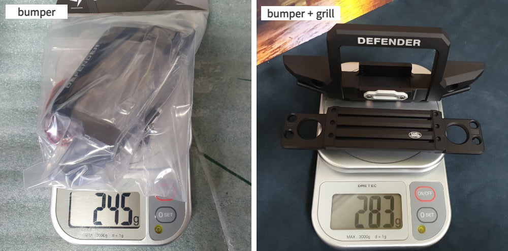 H-TECH 1/10 トラクサス TRX4適合 ランドローバー ディフェンダー アルミニウム メタル フロント バンパー(LED付き)