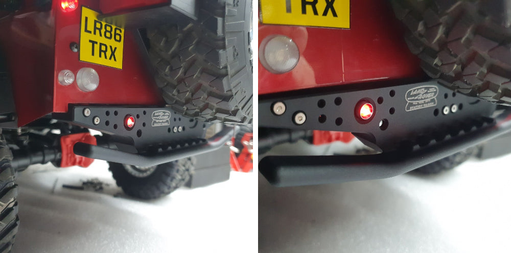 H-TECH 1/10 トラクサス TRX4適合 ランドローバー ディフェンダー アルミニウム メタル リアバンパー(LED付き)