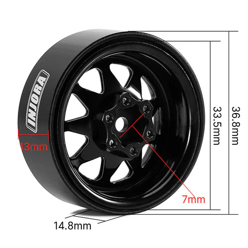 1.3インチ スタンプスチールホイール - 4.05mmオフセット 1/24 1/18 RCクローラー用 (W1312) YQW-1312BK 各色
