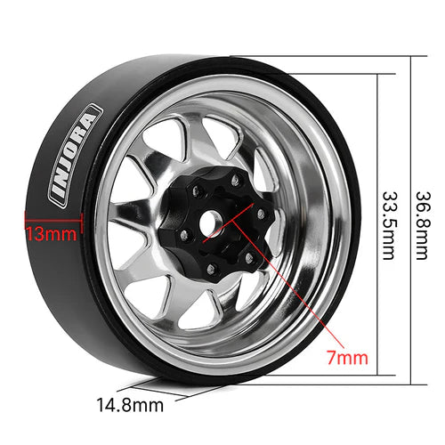 1.3インチ スタンプスチールホイール - 4.05mmオフセット 1/24 1/18 RCクローラー用 (W1312) YQW-1312BK 各色