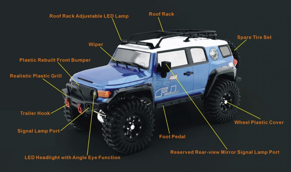 RGT 1/10 デザートフォックス FJ 4WD オフロード 313mm クローラー グレー デザートフォックス EX86120 イエロー