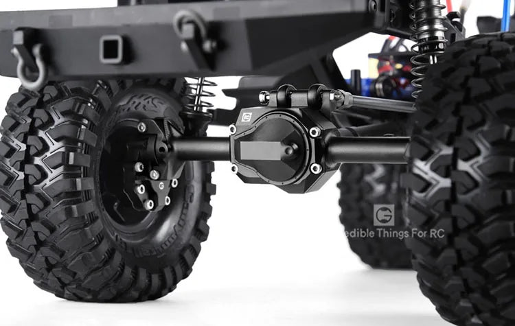 GRC Traxxas TRX-4用 G2 CNCアルミ製フロント&リアアクスルハウジング&ポータルドライブハウジングセット(ブラック、シルバー)
