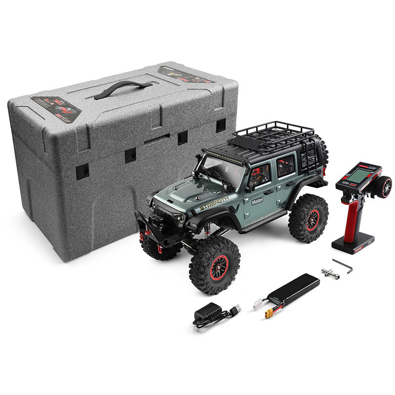 WLtoys 1:10 RCカー STRENGTH 1040061 電動デフロック、液晶画面付きプロポ 、電動ウィンチ搭載モデル RTR 1/10 2.4G 4WD RCカー ロッククローラー オフロード クライミングトラック フルプロポーショナルLEDライト車両モデル ジープ Jeep 1040061