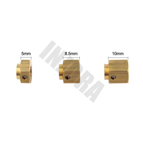 INJORA Traxxas TRX4 TRX6用 ヘビー真鍮ホイール六角ハブエクステンダー 12mm 4個/6個