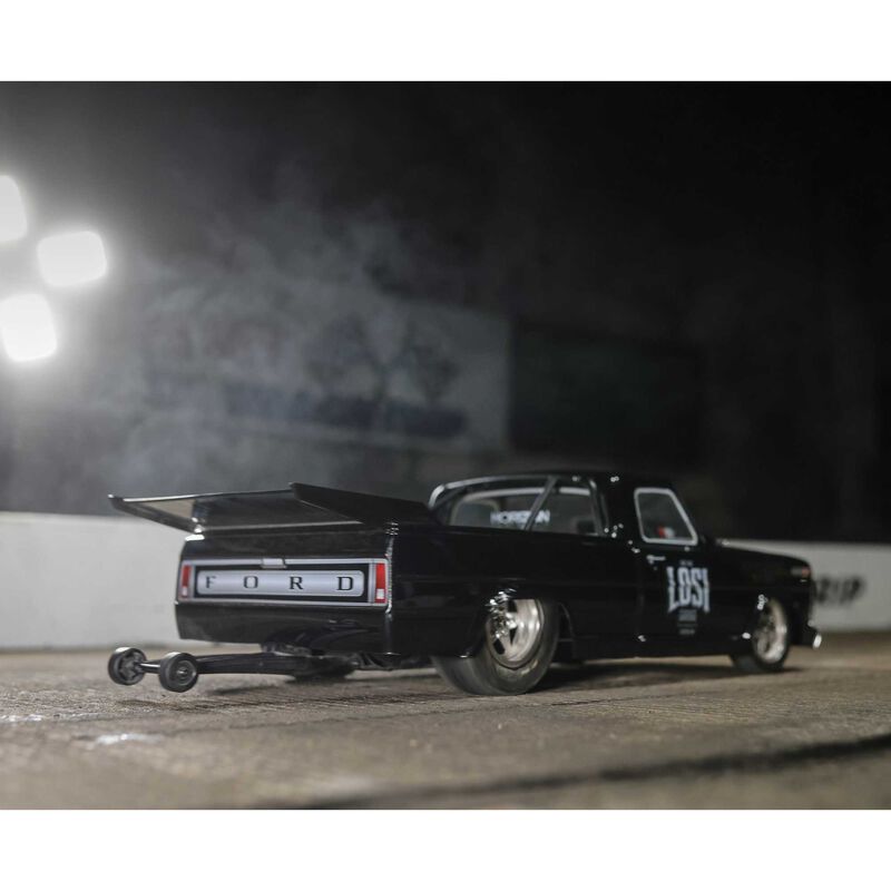 LOSI 1/10 '68 フォード F100 22S 2WD ノープレップ ドラッグトラック ブラシレス RTR、Losi Garage ブラック LOS03045T2