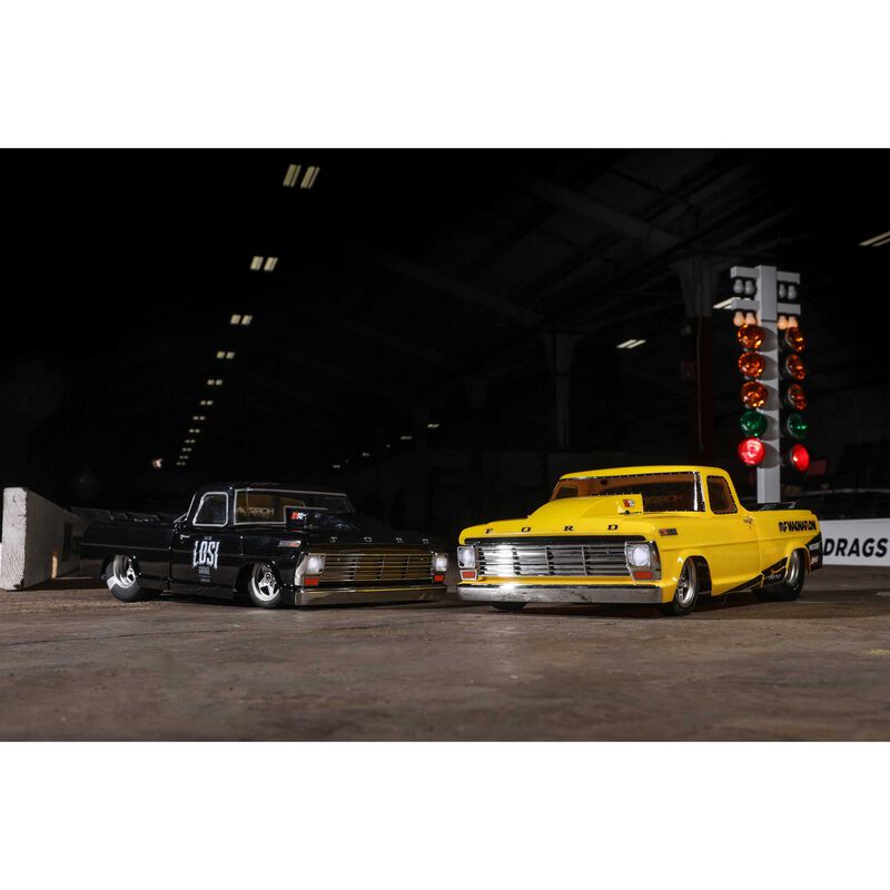 LOSI 1/10 '68 フォード F100 22S 2WD ノープレップ ドラッグトラック ブラシレス RTR、Losi Garage ブラック LOS03045T2